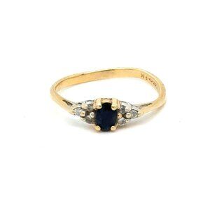 Minimalist 14K Gold Sapphire/Diamonds Ring